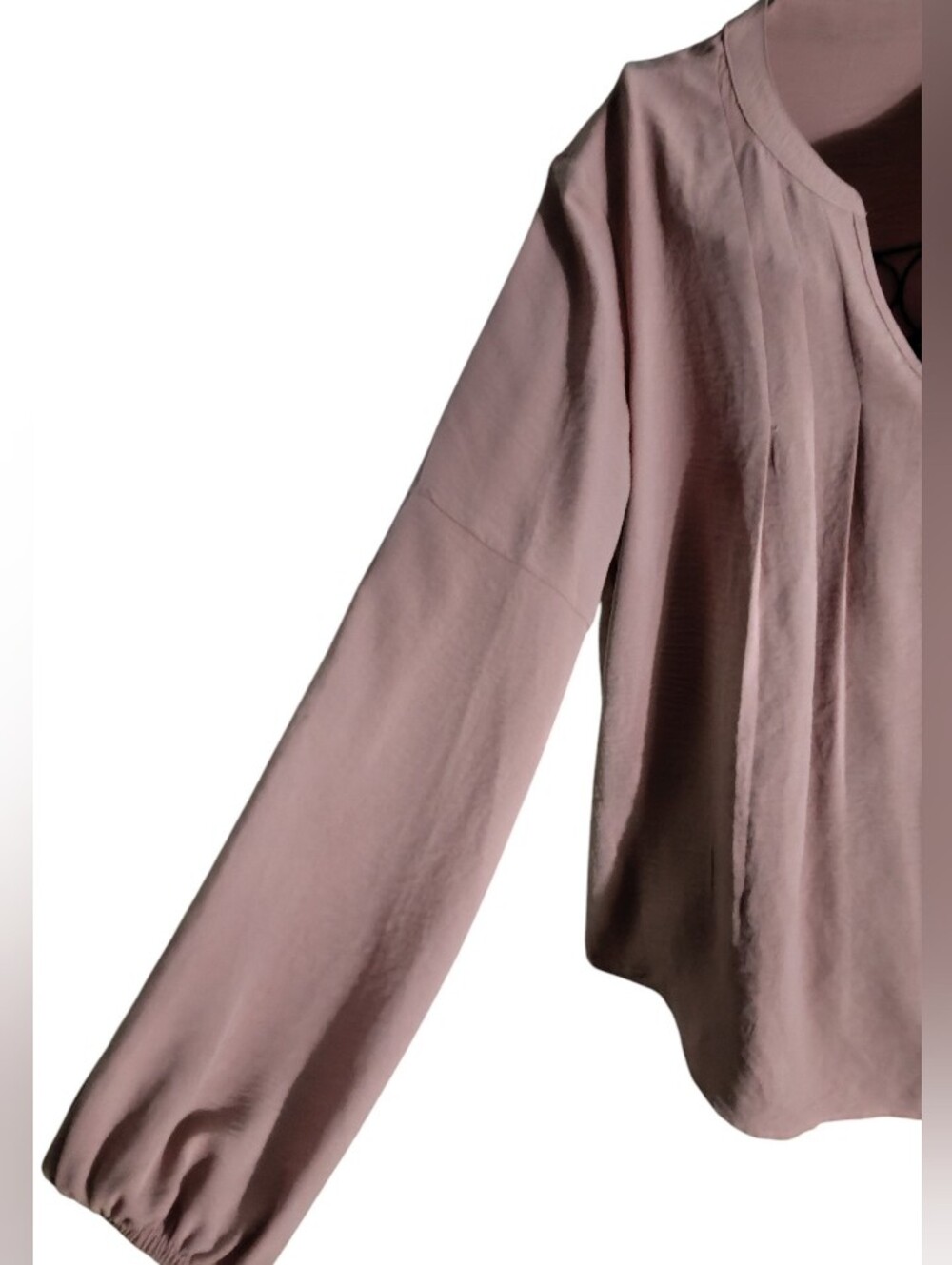 Relaxed V-Neck Long Sleeve Top - Dusty Rose Size Large - Picture 4 of 4